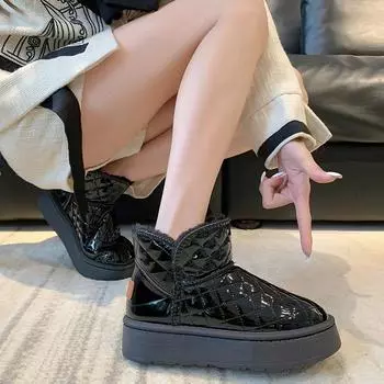 Thick-soled snow boots women s new winter waterproof and non-slip velvet thickened foreign-style warm Northeast cotton shoes in 2024 36 чёрный