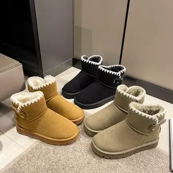 thick-soled snow boots women s winter 2024 new cotton shoes women s winter piled thickened warm shoes women s winter fluffy shoes 35