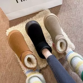 thick-soled snow boots women s winter velvet thickened warm cotton shoes 2025 new one-pedal bread shoes snow cotton 35