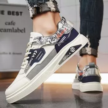 thick-soled student casual trend men s shoes four seasons new color matching personality low-top lace-up board shoes men s sports shoes 39