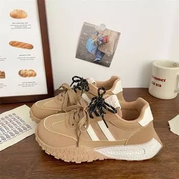 Thick-soled super fire moral training shoes women s 2025 new spring and summer popular versatile dad shoes Xiaobai casual sports shoes 35 красный