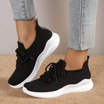 Thick Soled Tennis Shoes 2024 New Women s Casual Sports Breathable Outdoor Walking Non Slip Solid Color Vulcanized Shoes Sneaker 35 чёрный