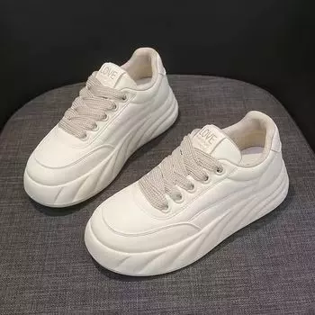 Thick-soled tide breathable 2024 spring and summer new little white shoes women s spring new height-increasing sports and leisure board shoes 35 белый