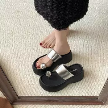 Thick-soled toe slippers women s summer new small men wear with skirts 35