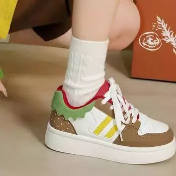 thick-soled white shoes women s new spring soft-soled versatile original niche burger casual board shoes 35