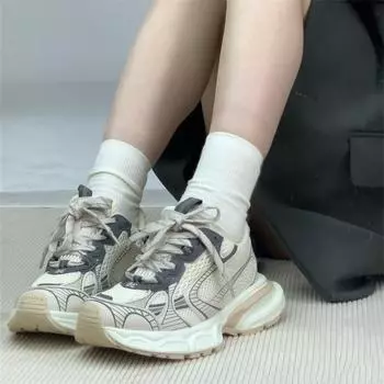 Thick-soled women s autumn mesh breathable casual sports versatile high-end dad shoes 35