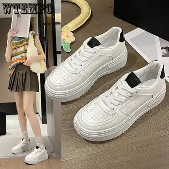 Thick Soled Women s White Shoes Spring and Autumn Height Increasing Women s Shoes Retro Versatile Board Shoes 35