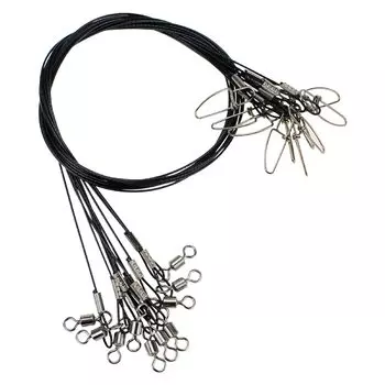 Thick Stainless Steel Fishing Wire Leader Line for and 50cm 50kg Weight Capacity 20-Piece Bass, Hairtail, Cutlassfish, Long, чёрный