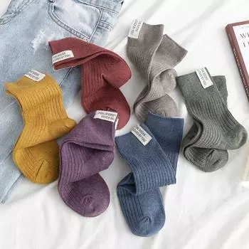 Thick Streetwear Harajuku Middle Tube Hosiery Girls Socks Korean Style Socks College Style Hosiery светло-серый