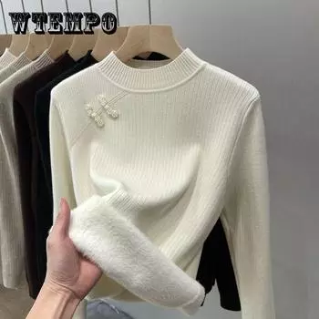 Thick Sweater High Neck Winter Knit Sweater Warm Base Top for Women S