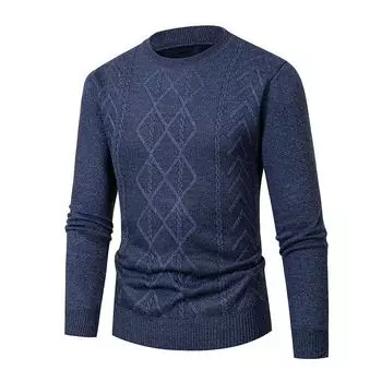 Thick Sweater Men s Top Bottoming Shirt Thermal Clothing Middle-aged Man Father Clothing Autumn and Winter M тёмно-синий