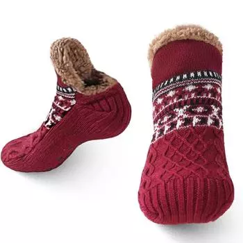 Thick Warm Socks Non-slip Slippers Socks New Winter Socks Women Men XL красный