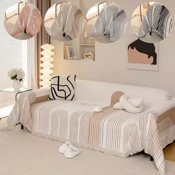 Утолщенные кремовые арки геометрические линии жаккард плюшевый диван полотенце с кисточками, многофункциональное уютное одеяло для осени/зимы 180X130