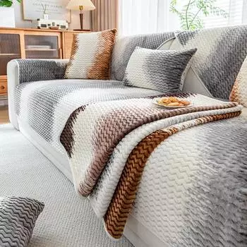 Thicken Imitation Fur Plush Sofa Ink Twill Slipcover Non-slip Soft Sofa Towel Couch Cushion For Living Room Modern Home Decor 70x70cm 1pcs