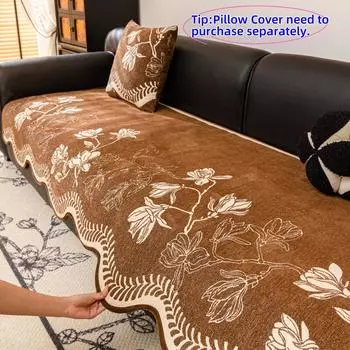 Thicken Plant Jacquard Chenille Sofa Cushion Cove for Living Room Special Shape Non-slip Couch Cover Towel Seat Pad Protection 90x70cm