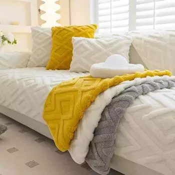 Thicken Plush Sofa Cover for Living Room Warm Winter Sofa Towel Universal Non-slip Sofas Mat Sofa Blanket Cushion Home Decor A 70x70