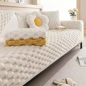 Thicken Plush Sofa Cover Non-slip Soft Sofas Mat Soild Color Winter Warm Sofa Towel Couch Cushion for Living Room Home Decor A 70x70