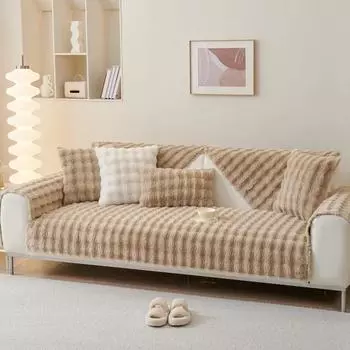 Thicken Sofa Covers Rabbit Plush Sofa Towels Universal Sofa Mat for Living Room Non-slip Soild Color Couch Slipcover Home Decor 70x70cm 1pcs