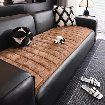 Thicken Squares Quilting Solid Sofa Cover, Delicate Wide Bording Sofa Pad with Filling Sofa Towel for Living Room Couches 70x70cm