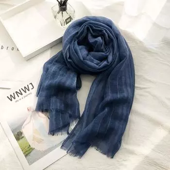 Thicken Striped Pleated Shawl Windproof Men Scarf Fashion Winter Cashmere Scarf Female чёрный