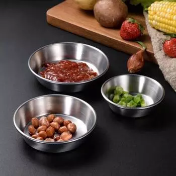 Thickened 304 Stainless Steel Seasoning Dish Tableware Hot Pot Sauce Dishes Appetizer Serving Tray Plate Kitchen Supplies