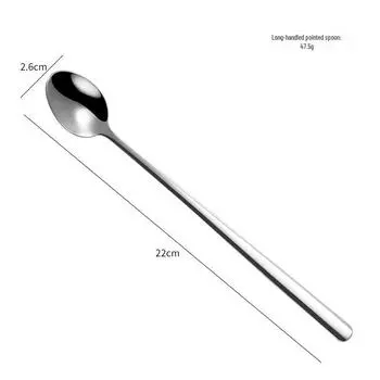 Thickened 304 Steel Long Handle Coffee Stirring & Dessert Spoon/Fork Set