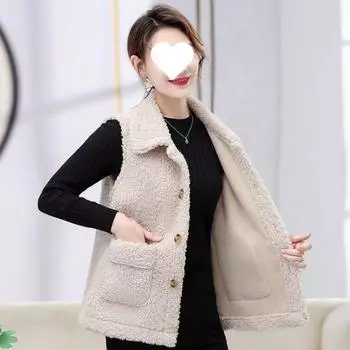 Thickened Autumn and Winter Lamb Fur One-piece Coat Waistcoat Mother Wear Women s Vest Leading Lamb Fleece Vest XXXXXL