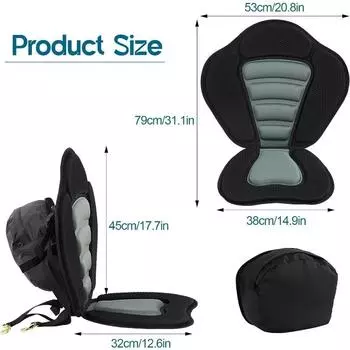 Thickened Backrest Seat Adjustable Kayak Sea Canoe Seat Universal Padded Paddle Board Seat for Kayaking Canoeing Rafting Fishing серый