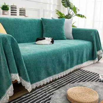 Thickened Chenille Full Cover Sofa Cover Water Ripple Non-Slip Elastic Function Four Seasons Universal Sofa Cushion Sofa Cover Towel 180*150cm