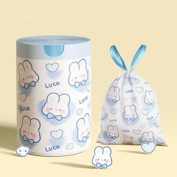 Thickened Disposable Trash Bag Cute Cartoon Rabbit Drawstring Household Kitchen Portable Thickened Garbage Bag 70pcs белый