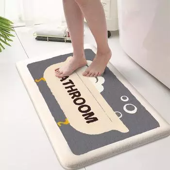 Thickened flannel cartoon anti-slip mat bathroom toilet washable floor mat absorbent and dirt-resistant entrance mat 400MMx600MM