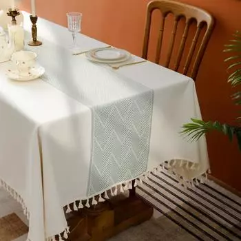 Thickened High-End Light Luxury Dining Table Cloth Decorative Cotton And Linen Simple Solid Color Cover Cloth 90*90cm