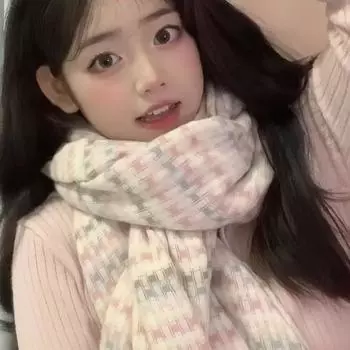 Thickened Knitted Plaid Scarf Windproof Winter Cashmere Shawl Fashion Y2K Checkered Scarf Women Style 3