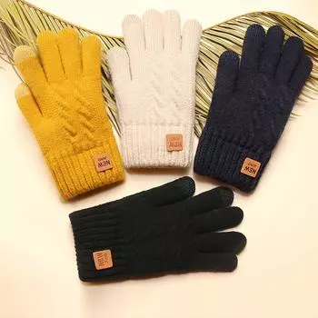 Thickened Plush Driving Gloves Double Layer Mittens High Quality Warm Gloves Women чёрный