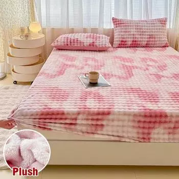 Thickened Plush Mattress Cover Warm Velvet Bed Cover Fitted Sheet with Elastic Band Bed Sheet Mattress Protector Bedspread 1pc 48X74CM pillowcase-2