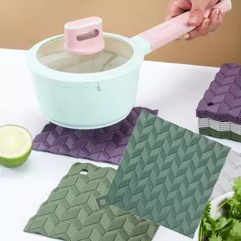 Thickened Silicone Pot Mat Multi-function Drink Cup Coasters Tableware Table Mat Home серый