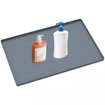 Утолщенный силиконовый коврик под раковину, термостойкий, водонепроницаемый, для шкафа, защитный коврик для ванной, кухонного шкафа, с повышенным краем 86x56x2.5cm серый