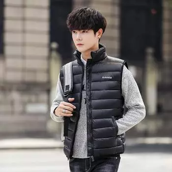 [Thickened] Spiritual guy couple vest men s coat slim fit thickened women s vest vest to keep warm S чёрный