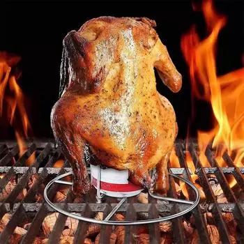 Thickened Steel Wire Chicken Grill Stand Electroplating Process BBQ Roasting Holder Picnic chicken grill stand