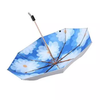 Thickened titanium silver umbrella sunscreen UV protection tri-fold weather and rain umbrella folding sun umbrella 8K