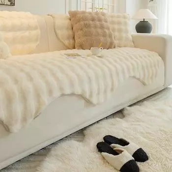 Утолщенная теплая нескользящая подушка для дивана Alien, высококачественное полотенце для спинки гостиной, плюшевая подушка для дивана в виде кролика, зима 90x90cm 1pcs