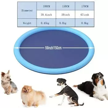 Thicker & Durable Pet Spray Pad - Quick-Fill Dog Bath Pool for Summer Fun - Portable, Leak-Proof, Pups, Cats & Small Animals 100cm синий