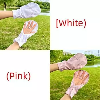 Thin Breathable Sun Protection Gloves Women s Short Summer Driving Loose UV Protection Sunshade Outdoor Cycling Open Finger White + pink [2 pairs] hair One size
