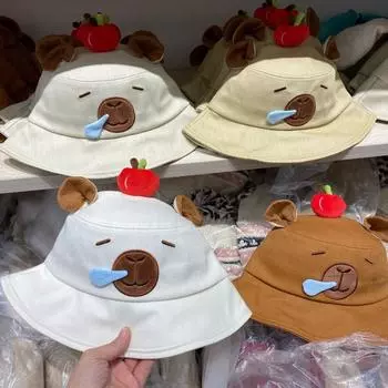 Thin Capybara Fisherman Hat Breathable Cartoon Sunshade Hat Sunscreen Basin Cap Summer хаки