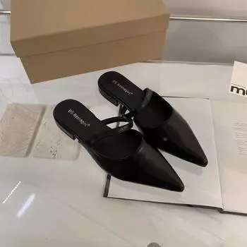 thin heel bag head half slippers women s pointed head one word with sandals spring and summer 2025 new fashion low heel slippers 35