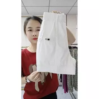 Thin High Waist Western Style Slimming Mercerized Cotton Pure Color Shorts White 2XL