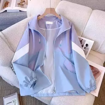 Тонкая куртка с капюшоном, женская куртка на весну и осень, свободная студенческая спортивная куртка с инструментами XXL розовый