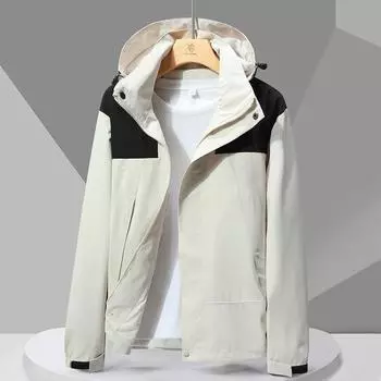 Thin Jacket Single Punch Men s and Women s Same Jacket Color Matching Spring and Autumn Men s Jacket Tooling 4XL слоновая кость