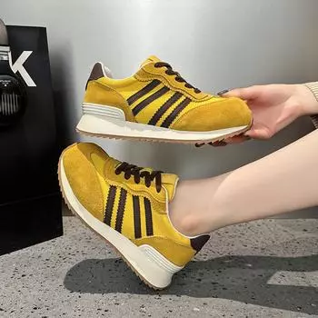 Thin new summer women s shoes breathable mesh sports board shoes running shoes 35 жёлтый