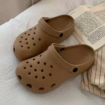 Thin Strip Milk Huhoo Cute Pacha Dog Hole Shoes Baby Boy and Girl Summer Non Slip Outdoor Seaside Couples Sandals No flower deduction Brown 36-37